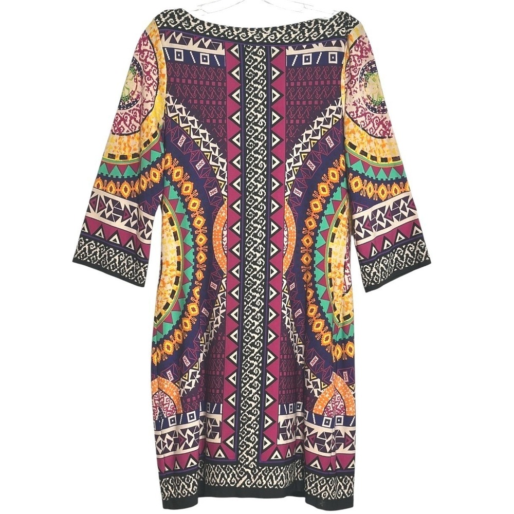 ECI New York Shift Dress Women Multicolor Geometric Tribal Medallion Art Deco 10